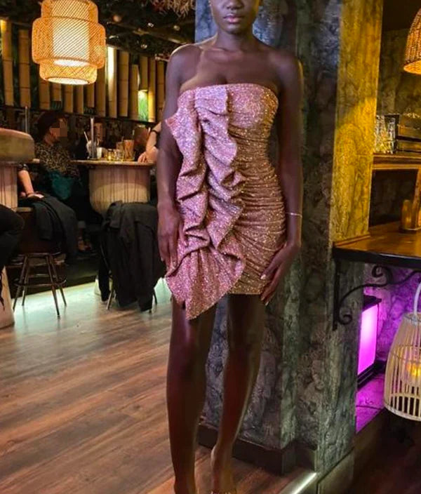 Luolandi Unique Sheath Strapless Short Prom Dress Charming Homecoming Dress Lovely Graduation Dress Cute Birthday Party Dress